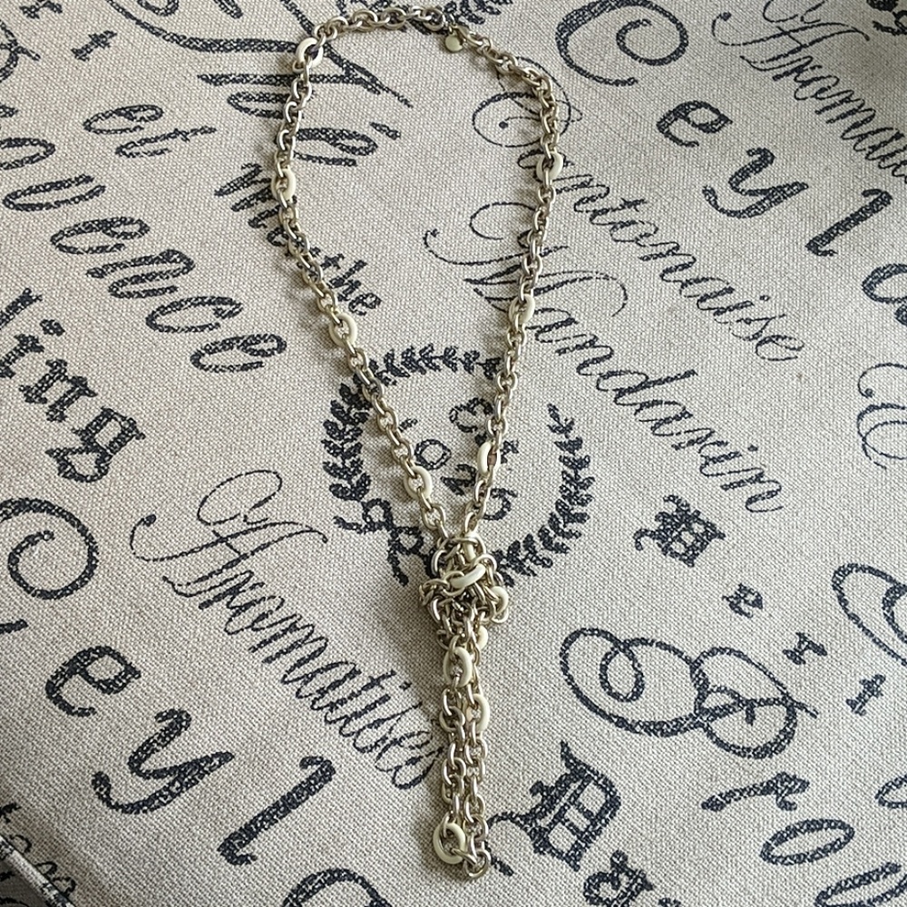 JCrew long gold and ivory necklace